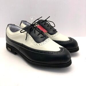 NEW Foot-Joy Europa 98882 Golf Shoes Black White Wing Tip Womens 7.5 W